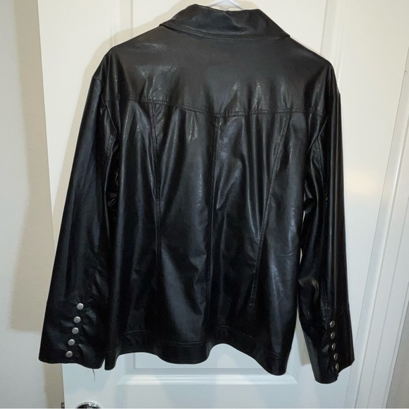 Weatherproof Jacket Black Faux Leather Womens Sz 2X Caren Sports outerwear zip - Picture 2 of 7